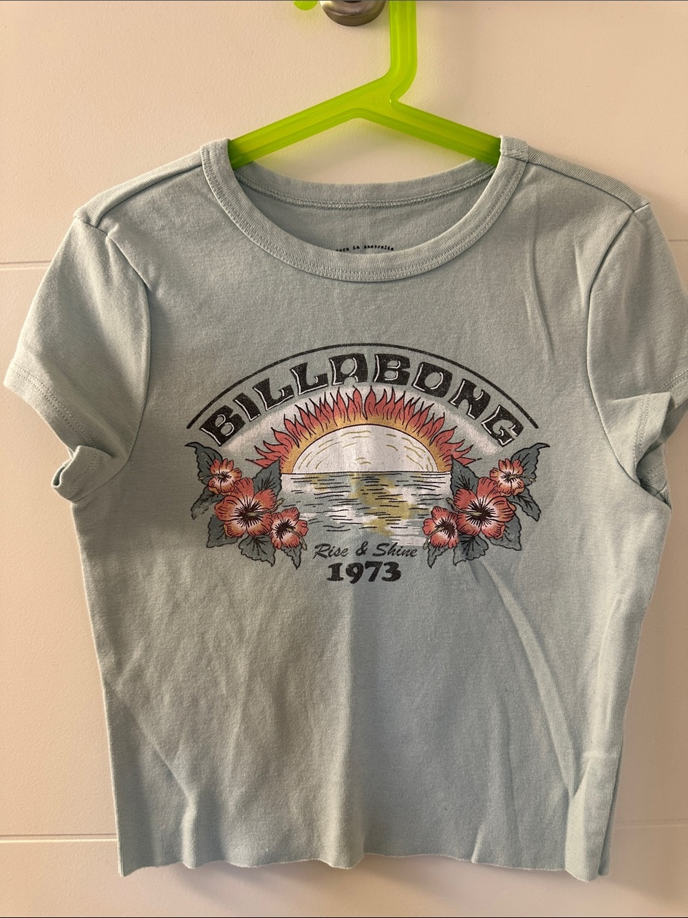 Billabong Light Blue Sunrise Graphic Tee with Floral Accents (85)